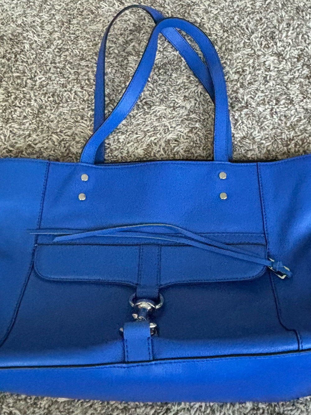 Cardinal blue Leather Tote Bag women  - Classic Rebecca Minkoff large  mint